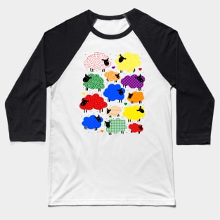 Cute colorful snoozing sheep design Baseball T-Shirt